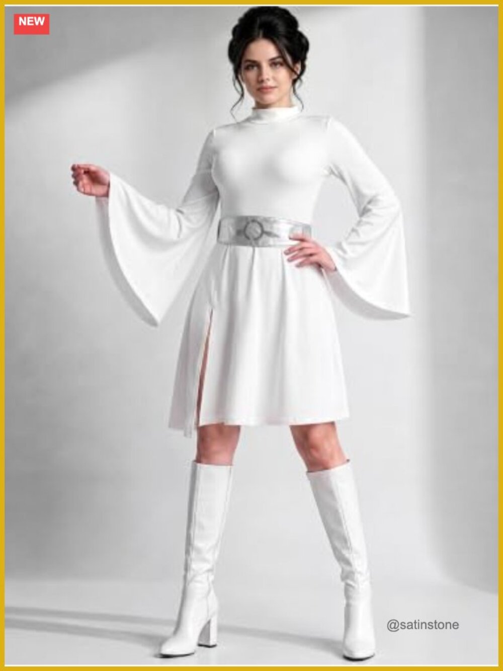Women Princess Cosplay Costume Hooded Dress & Belt Halloween
